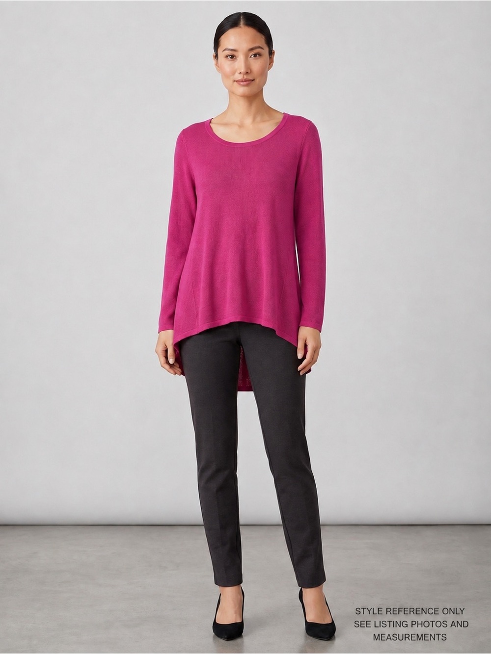 Eileen Fisher Organic Linen A-Line Hi-Low Tunic Sweater‎ Pink Medium